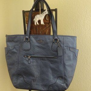 Coach  Mickie F34039 Metallic Blue Grain Leather